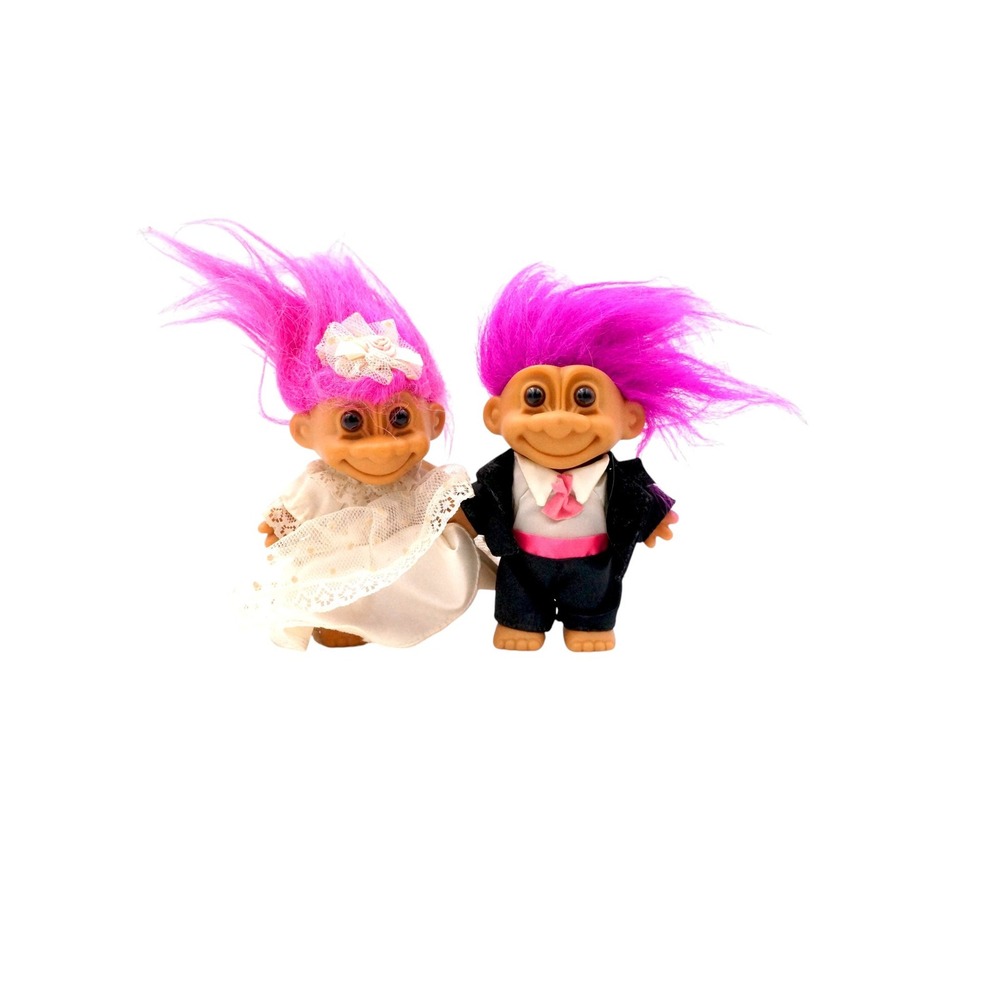 Vintage Troll Dolls Wedding Lot 16 Russ Bride Groom Mixed Colors - Picture 9 of 13